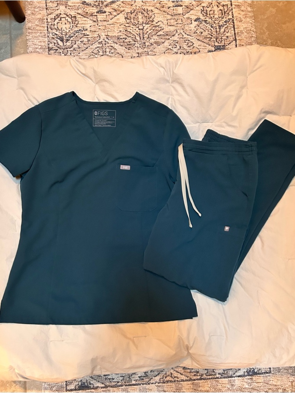 Figs Deep Teal Scrub Top and  Pants